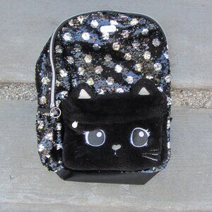 justice black cat sequin backpack (W3715)